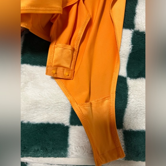 Neon Orange plus size high neck sleeveless bodysuit - Picture 2 of 5